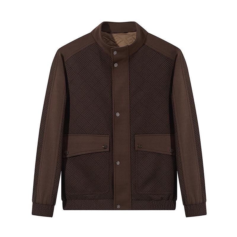Qipai Men's Fashion Plaid Jacquard Stand Collar Jacket