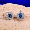 Vintage Blue Stud Earrings for Women Chic Design Noble Lady's Ear Accessories Retro Party Nice Anniversary Gift Jewelry