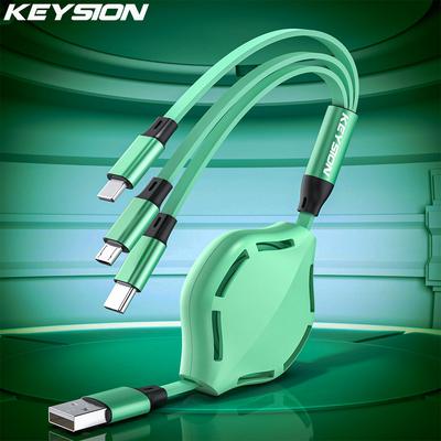 KEYSION 3-in-1-USB-Kabel für iPhone-Typ-C-Ladegerät, zum Aufladen von Micro-USB-Teleskopverlängerungs-Telefonkabel