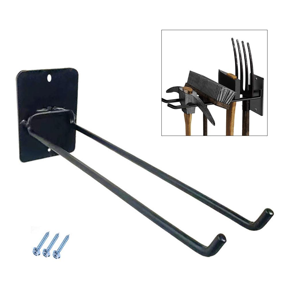 Black Garden Tool Organizer Long Handled Tool Storage Wall Mount Tool Storage Heavy Load Capacity Independent Hook Adjustment