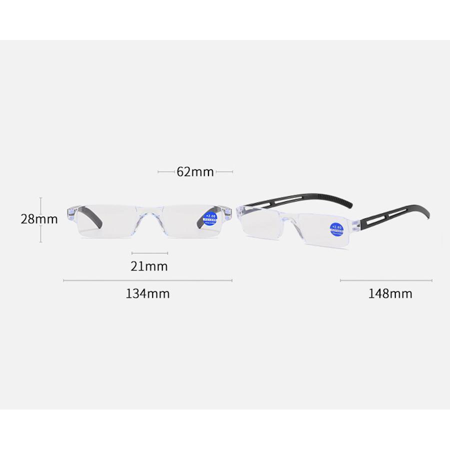 New Fashionable Anti Blue Light Reading Glasses for Men Casual Frameless Corrective eyewear for Women Classic Long-Distance Prescription eyeglass