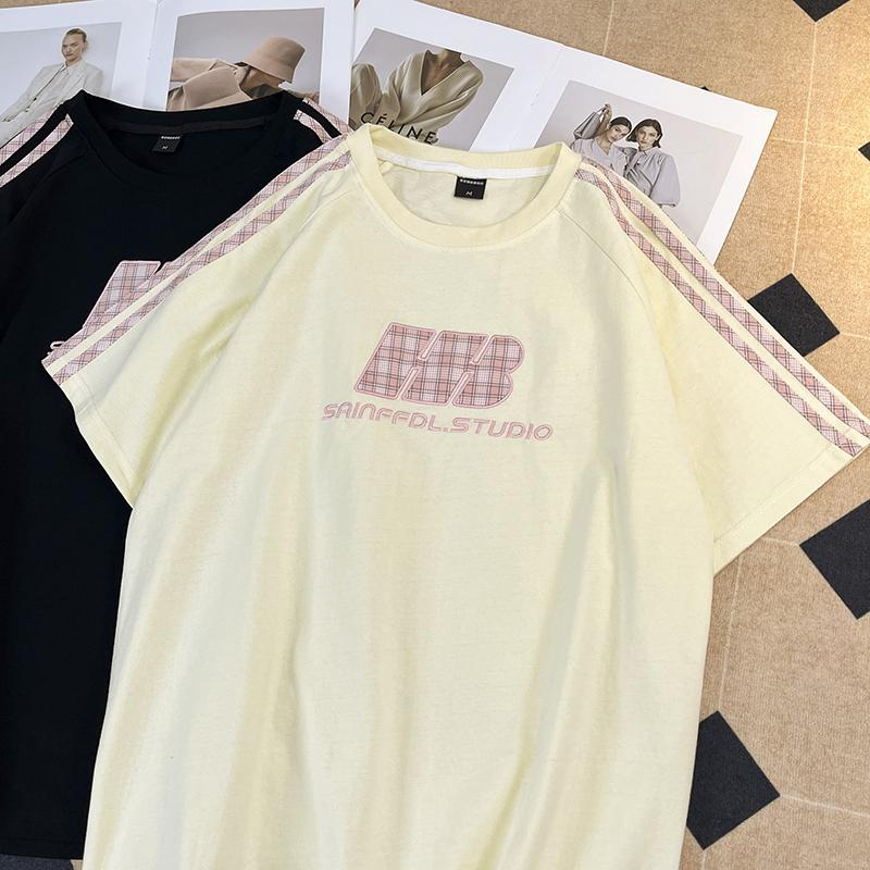 Fashion Brand Men's Letter Print Short-Sleeve T Men's Summer T-shirt ins Fashion Brand Loose Casual Top
