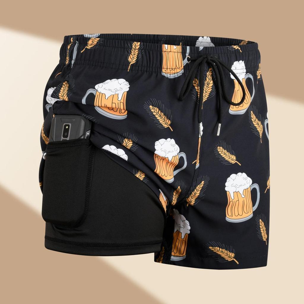 2025 Anti-Embarrassment Men's Double-Layer Beach and Sports Shorts