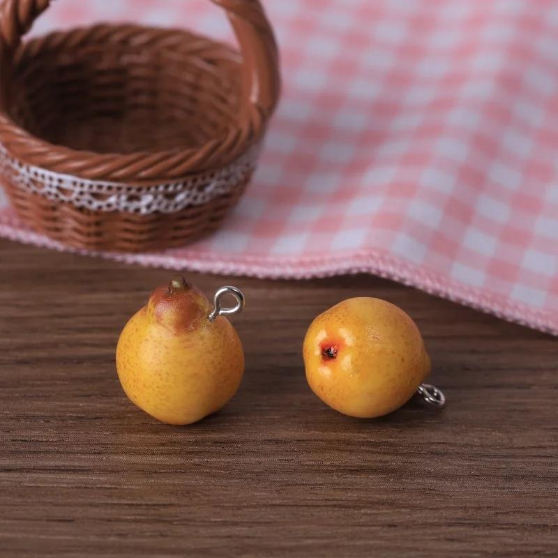 10Pcs Kawaii Fruit Pendants Resin Apple Pear Tomato Mango Charms for Handmade Jewelry Earring Keychain DIY Findings Materials