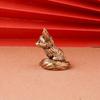 1PC Vintage Brass Fox Figurine - Elegant Desk Ornament for Office, Solid Copper Tea Pet Craft