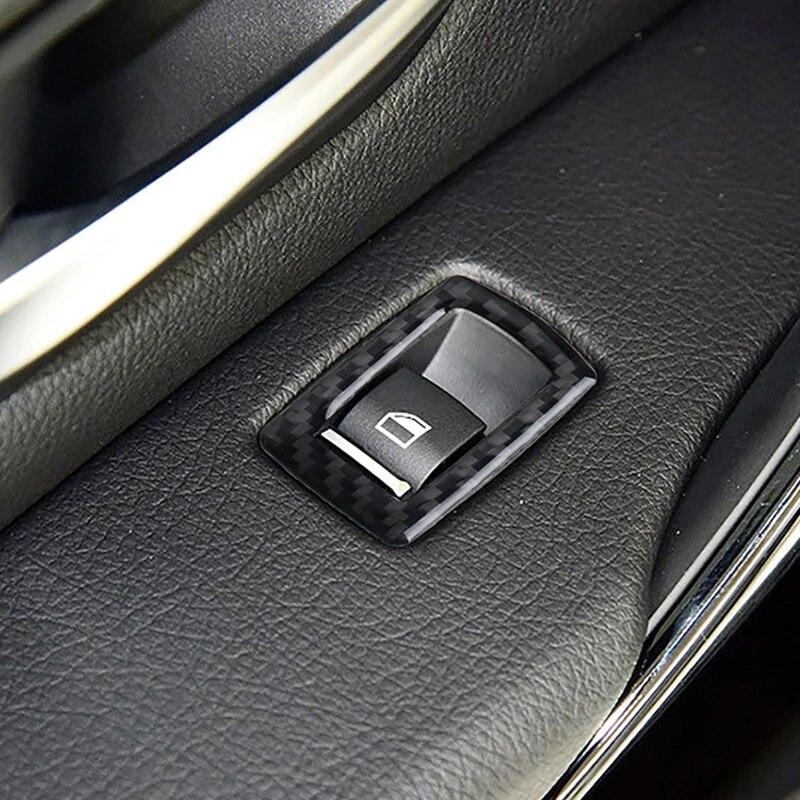 4 stücke Real Carbon Fiber Auto Fensterheber Schalter Abdeckung Dekorative Aufkleber Für BMW 3 Serie F30 2013-19 Auto innen Zubehör