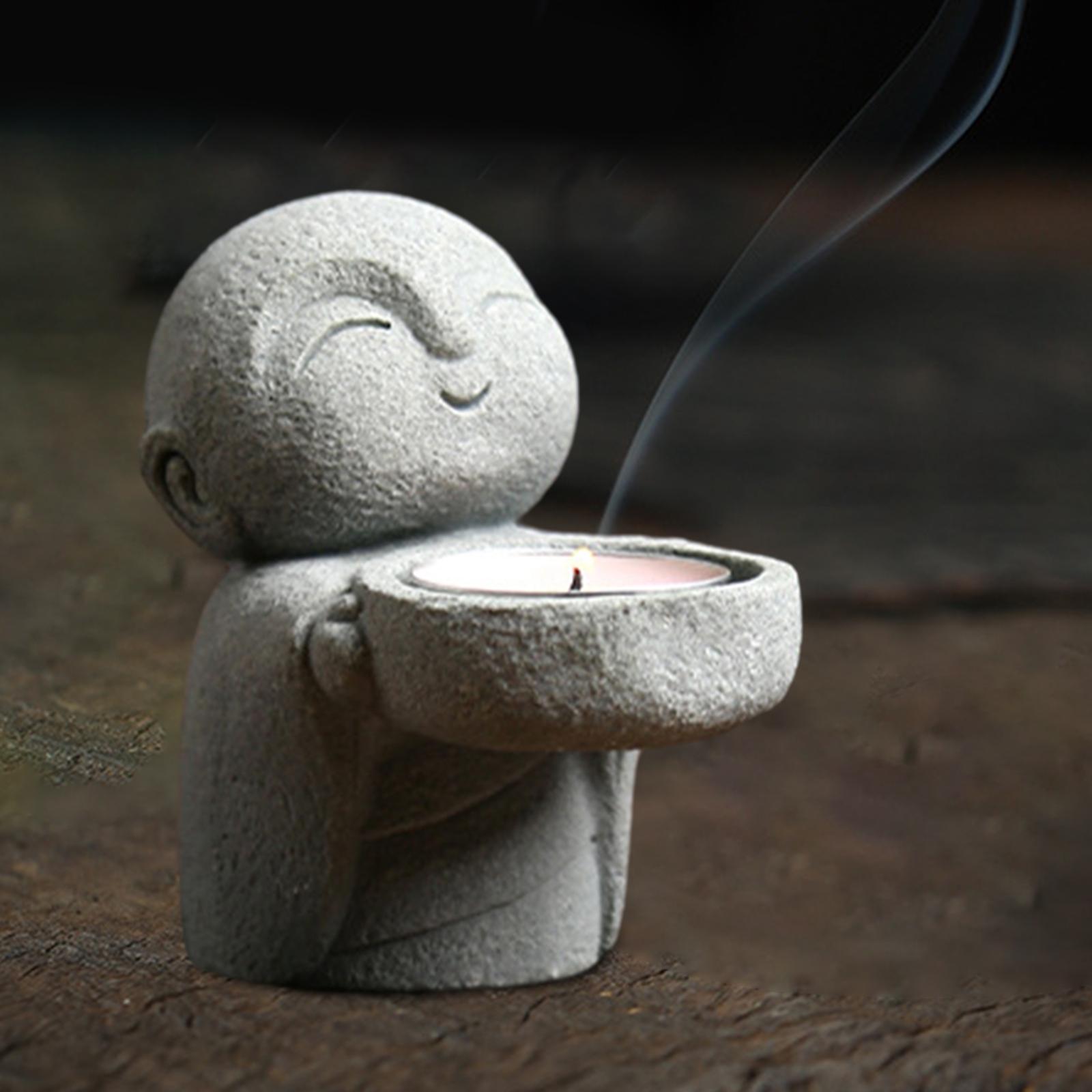 

Tealight Candleholder Candle Stand Candlelight Farmhouse Buddha Statue Candlestick for Home Party Livingroom Housewarming Hotel сірий колір