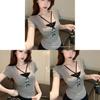 Summer Girl Butterfly Knot Lace T Shirt With Embroidery For Casual Wear