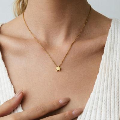 Goldene Kleine Stern Halskette Für Frauen Zierlich Einzelner Stern Anhänger Edelstahl Halskette Minimalistisch Himmlischer Schmuck Geschenk