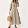Dress For Women Long Boho Beach Dress Elegant Maxi Dress V-Neck 3/4 Sleeve Dress