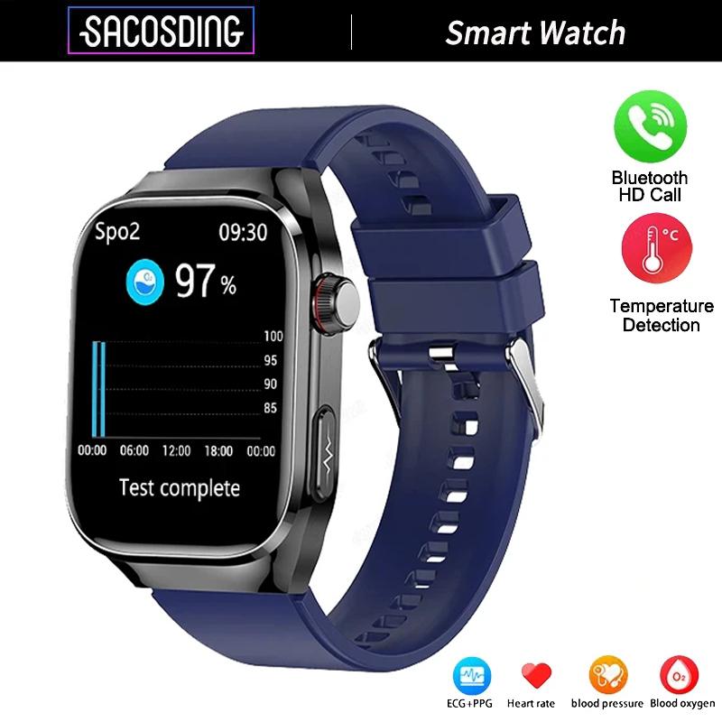 SACOSDING Smartwatch ECG+PPG Połączenie Bluetooth 2,04” HD Tętno Tlen we Krwi Ciśnienie Krwi Temperatura Ciała Sport Fitness Smartwatch