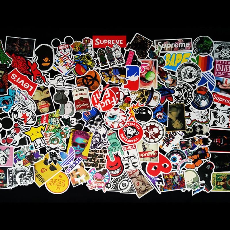 100 ks Neopakující se PVC Kreslené Barevné Tiskové Samolepky Obtisky pro Auto Skateboard Laptop Zavazadla - Náhodné Doručení