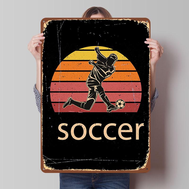 Soccer Vintage Poster Customized Vintage Metal Signs Wall Art Retro Tin Plaque for Mancave Bathroom Decor Gamer Decoration Room