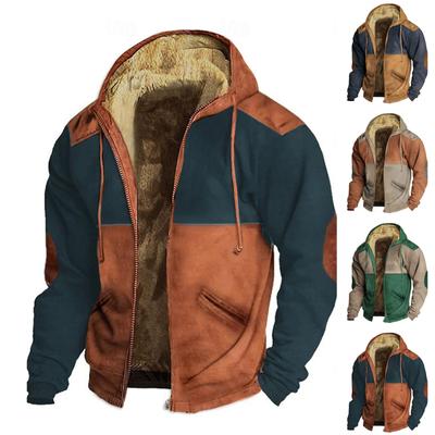 Men's Winter Print Jacket Men's Casual Trend Zipper Hooded Jacket
