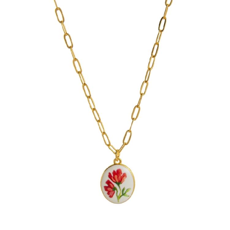 Floral Charm Necklace Adjustable Plant Series Collarbone Chain Flower Pendant Neckchain Daily Accessory Gift