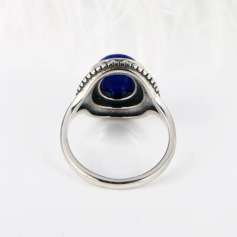 Silver Ring Antique Oval Lapis Rings for Women Men  Engagement Anniversary Gift Fashion Ring