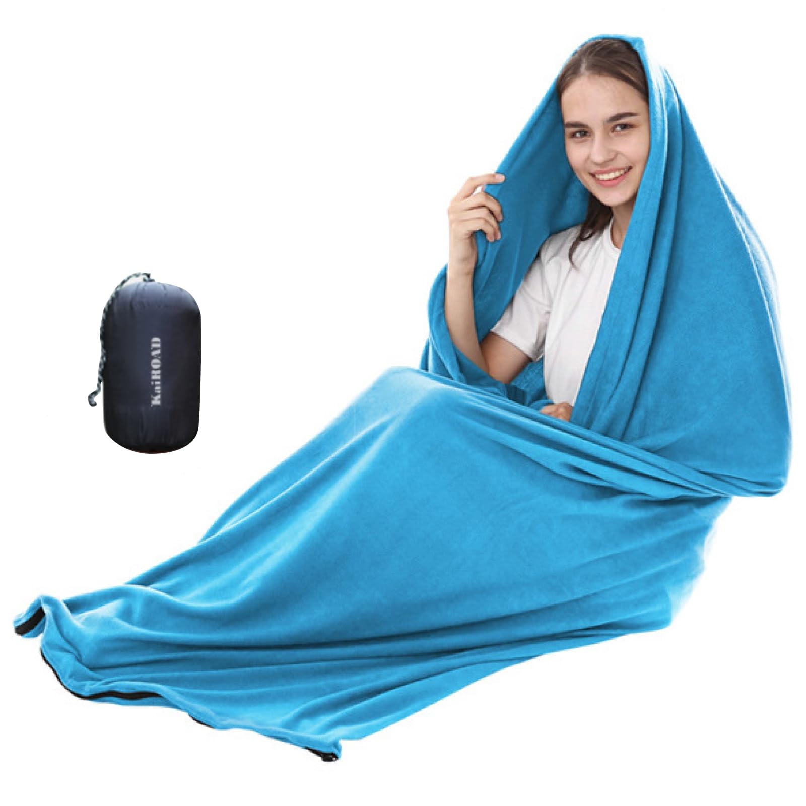 

RONGUI Fleece Sleeping Disaster Winter Inner Sleeping Warm for Car and Outdoor Activities Bag, Blanket, Preparedness, Bag, Compact, Camping, Camping, синий