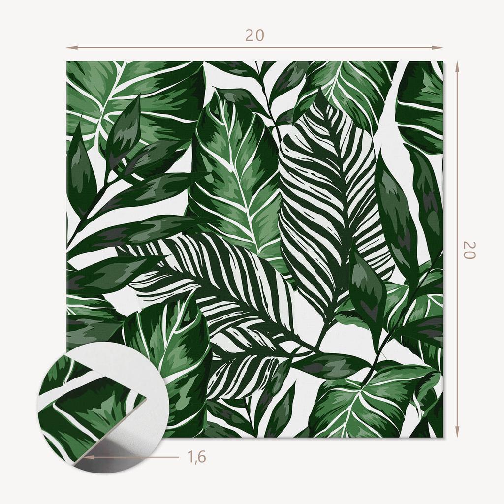 PVC Stick-on Tiles with a Tropical Leaves Pattern, Perfect for the Hallway, 20x20x20 cm