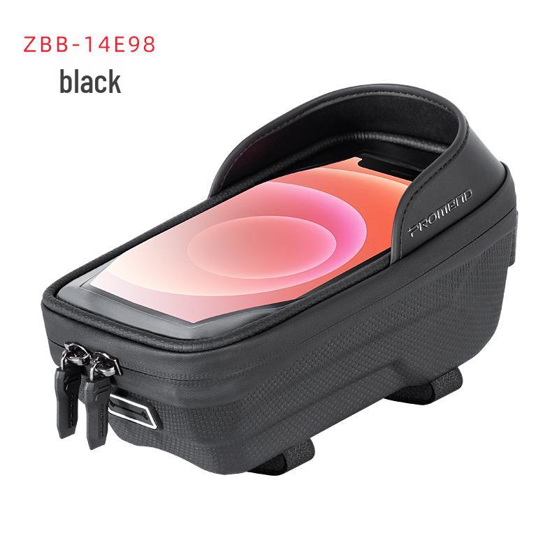 

PROMEND PU Leather Touchscreen Bike Bag with Sunshade - Top Tube Hard Shell for Phone Navigation and Cycling Storage. 7-inch чорний