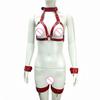 Women's Leather Bondage Halter Bra Set with Handcuffs & Leg Cuffs