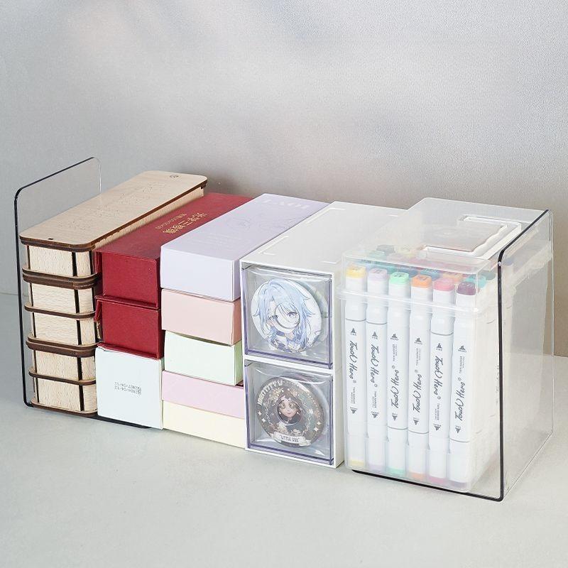 Creative Acrylic Book Stand Transparent Thickened L-shaped Bookshelf Non-slip Student Book Block Office Desk Book Storage and Organizing Rack