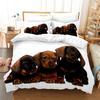 3D Dog Printed Duvet Cover Set King Queen Full Size Kids Teens Boys Bedding Set Black Cute Pet Puppy Polyester Comforter Cover