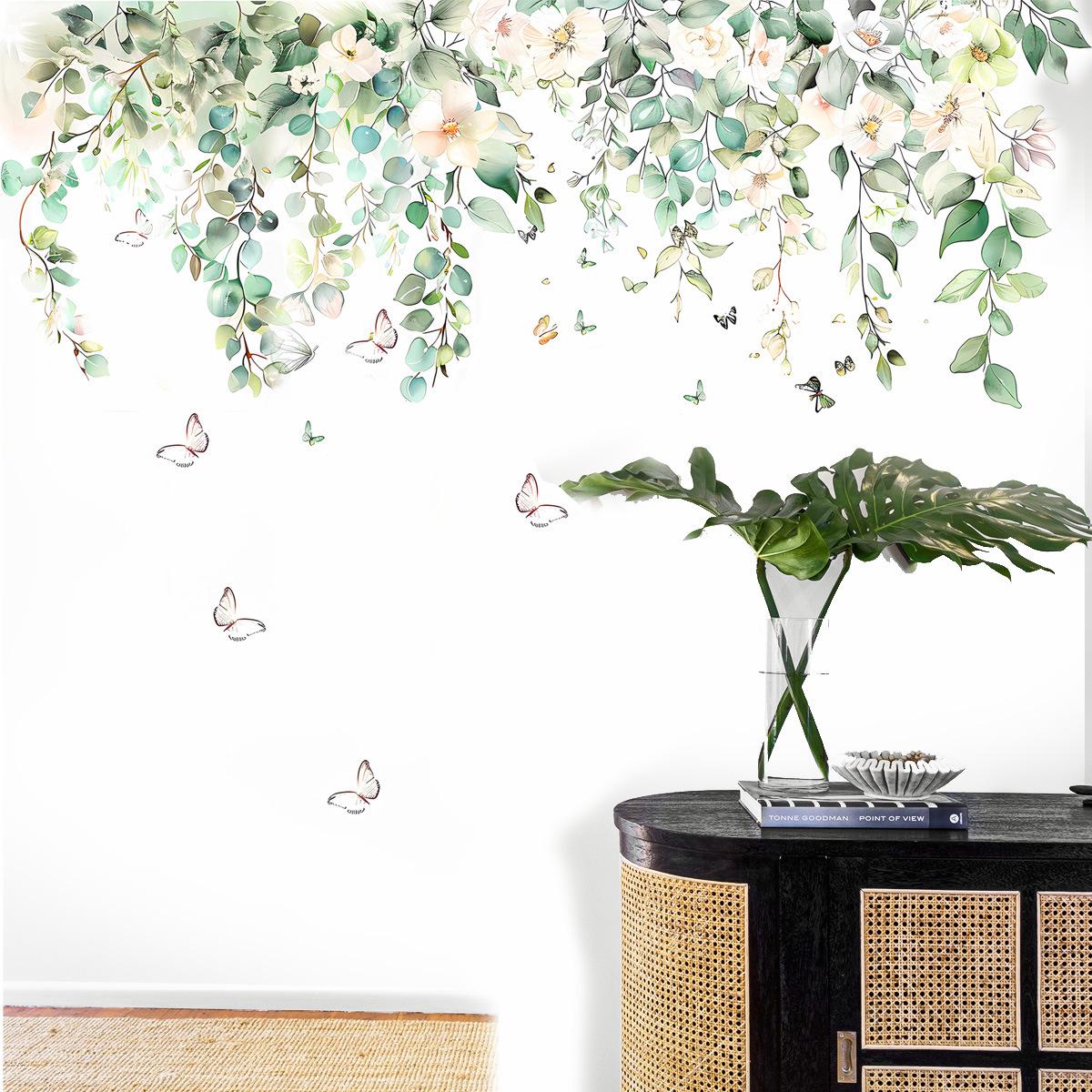 

Decorative Wall Stickers Vine Plants Flowers Butterfly Stickers Room Bedroom Wall Background Arrangement 20.8x43cm