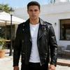 Men's Street Locomotive Leather Jacket Autumn and Winter New Solid Color Coat Korean Version Slim and Thin Thickened Jacket