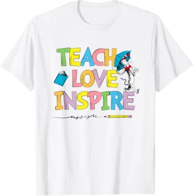 Dr Seuss Cat Hat Teach Love Inspire Officially Licensed T-Shirt S