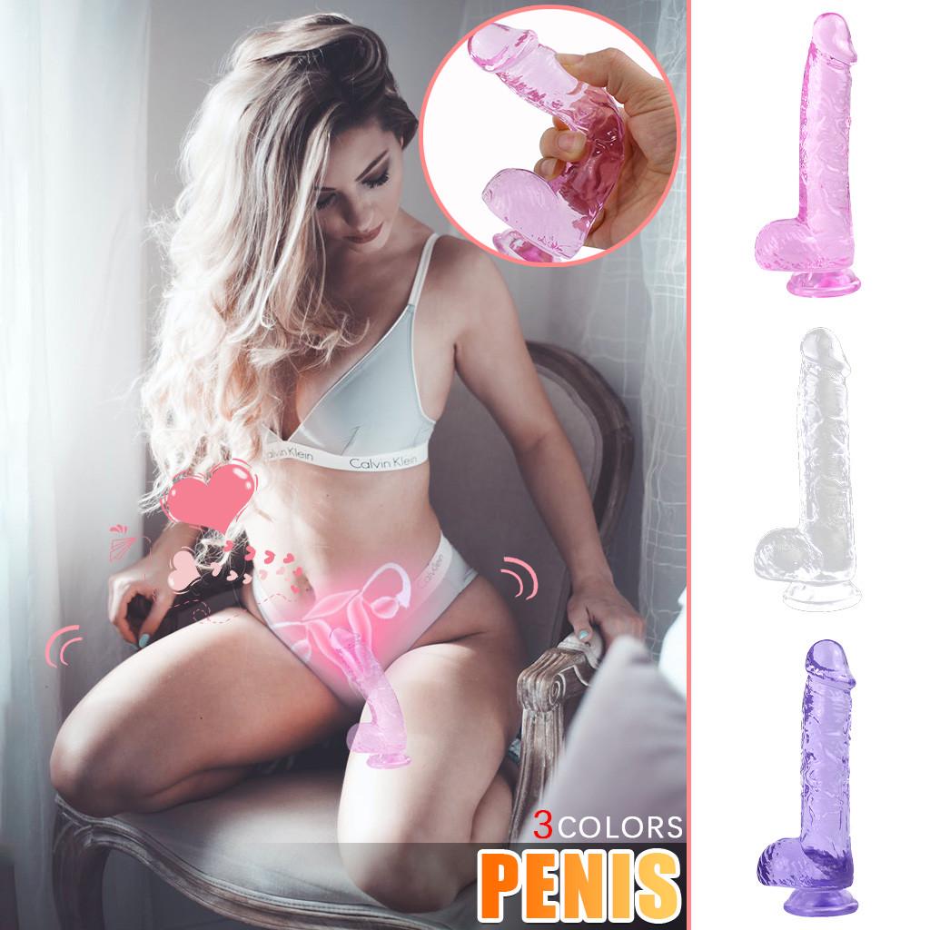 Realistico vibratore in gelatina con forte ventosa flessibile per pene comp