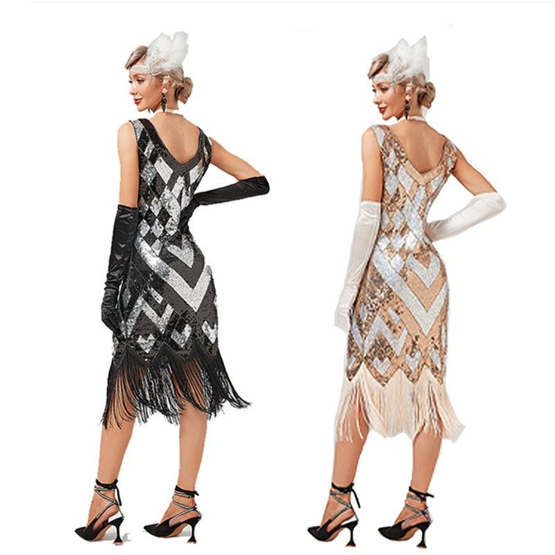 1920-talls retro damekjole med paljetter dusk Festmiddagskjole