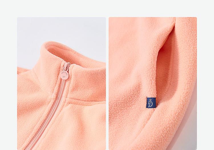 Multi colored soft glutinous fleece jacket for girls in spring and autumn, middle-aged and young children, standing collar warm jacket for children