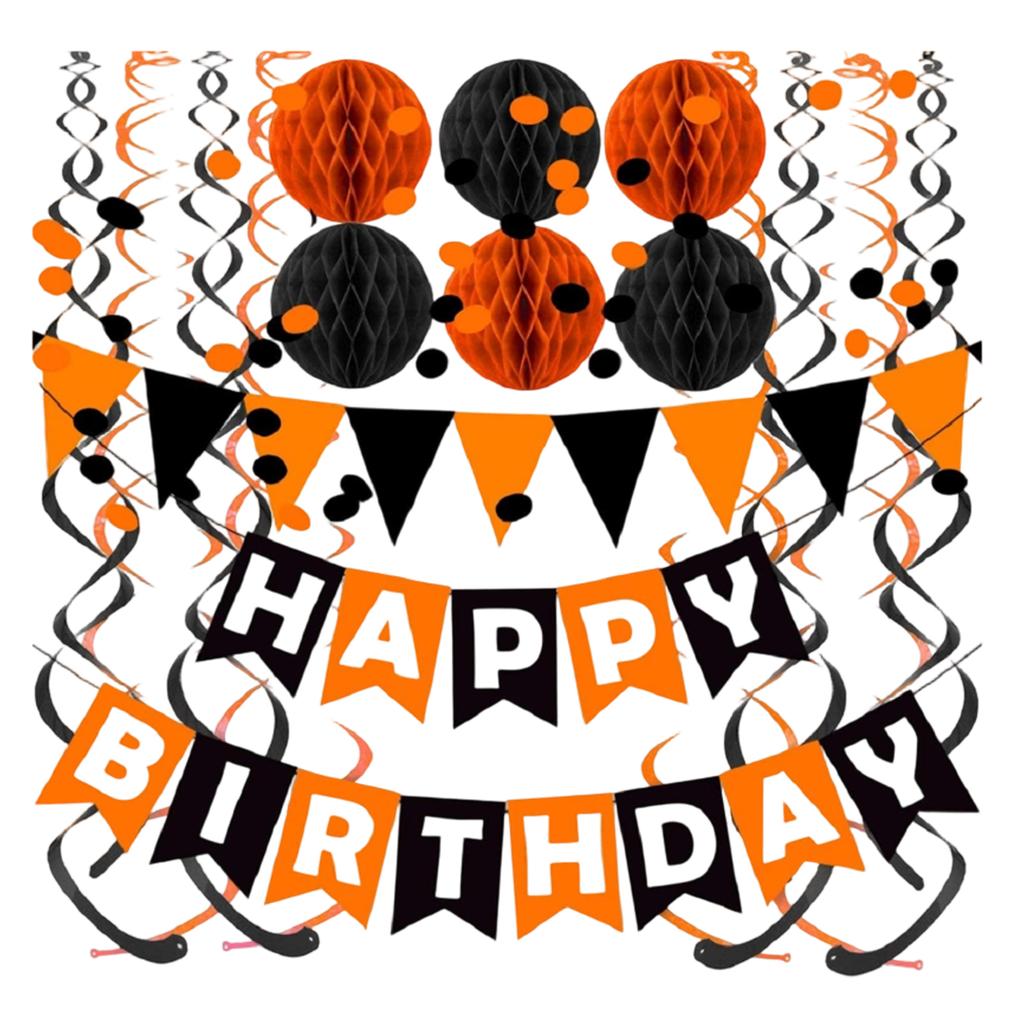 Birthday Party Decorations, Banners, Triangular Flags, Honeycomb Balls, Backgrounds, Walls, Desktops