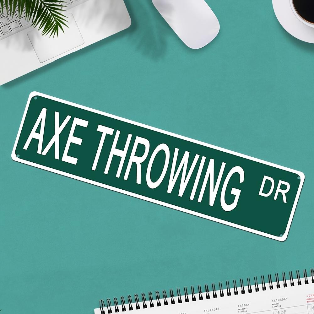 1pc AXE THROWING Metal Sign - Large 4x16 Inch (10x40cm) Green Background with White Letters - Durable Aluminum Wall Decor for Man Cave, Garage, Bar, K