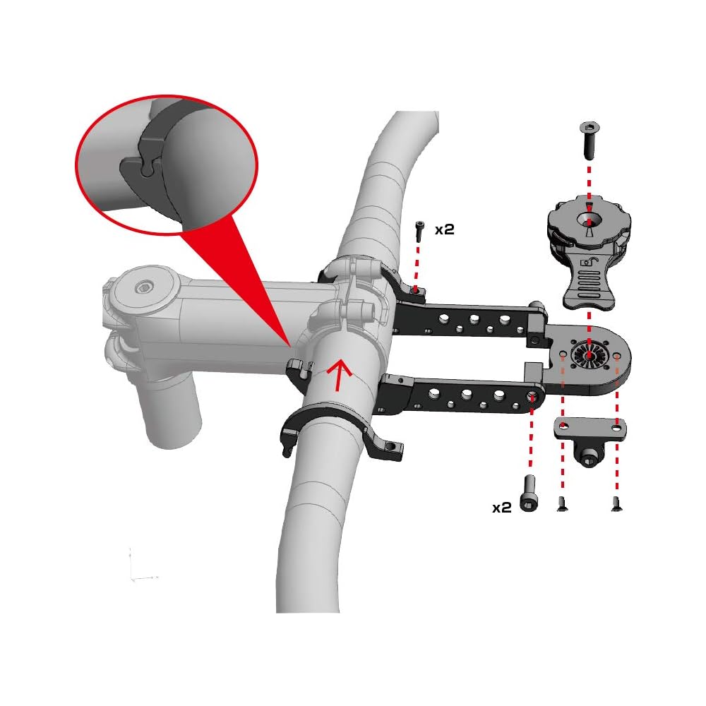 [REC-MONTHS] Narrow Mount R+Narrow1 for Smartphones, Rotatable, Handle Diameter 31.8mm, Aluminum