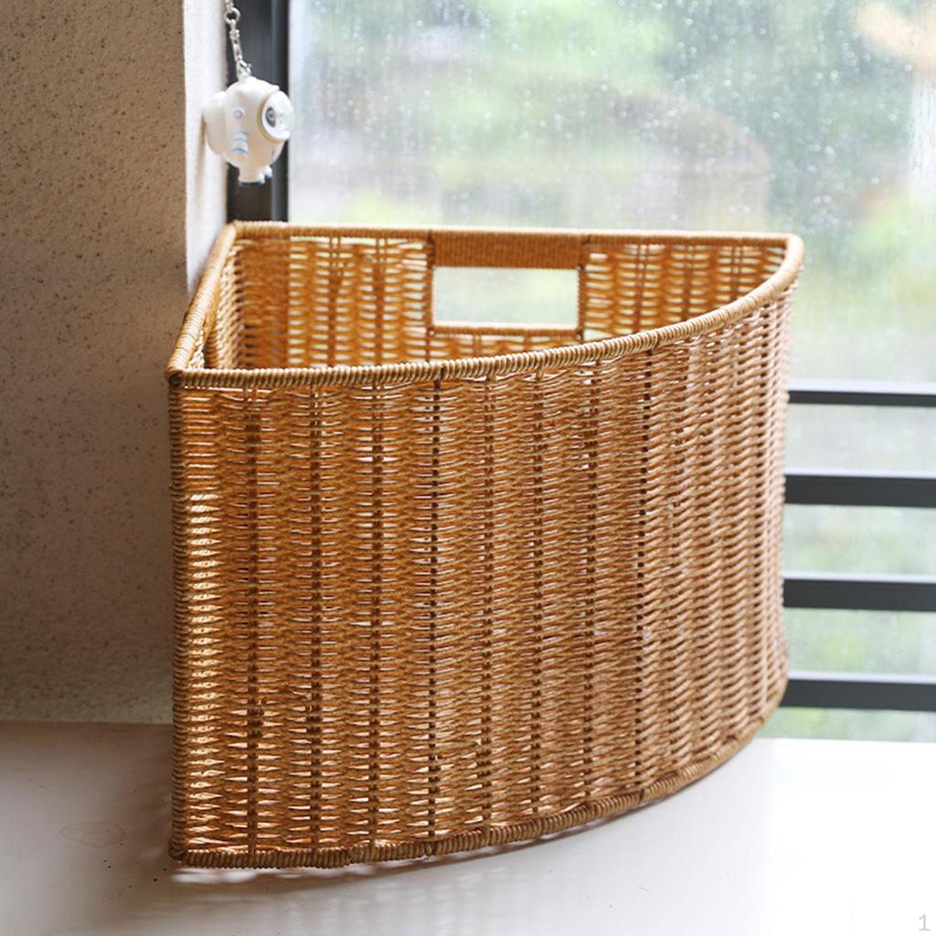 Corner Storage Basket Accessories Large Capacity Open Top Compact Sturdy Fan Shape Organizer for