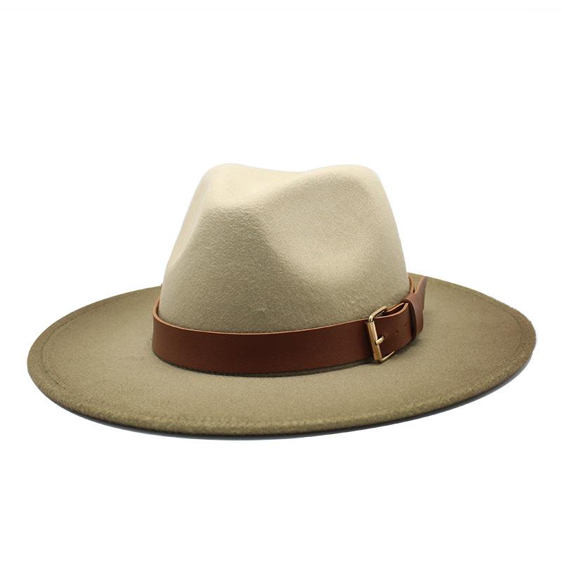 

Spray Paint Gradual Change Color Jazz Hat Men And Women Woolen Top Hat M（56-58cm） армія зелений колір