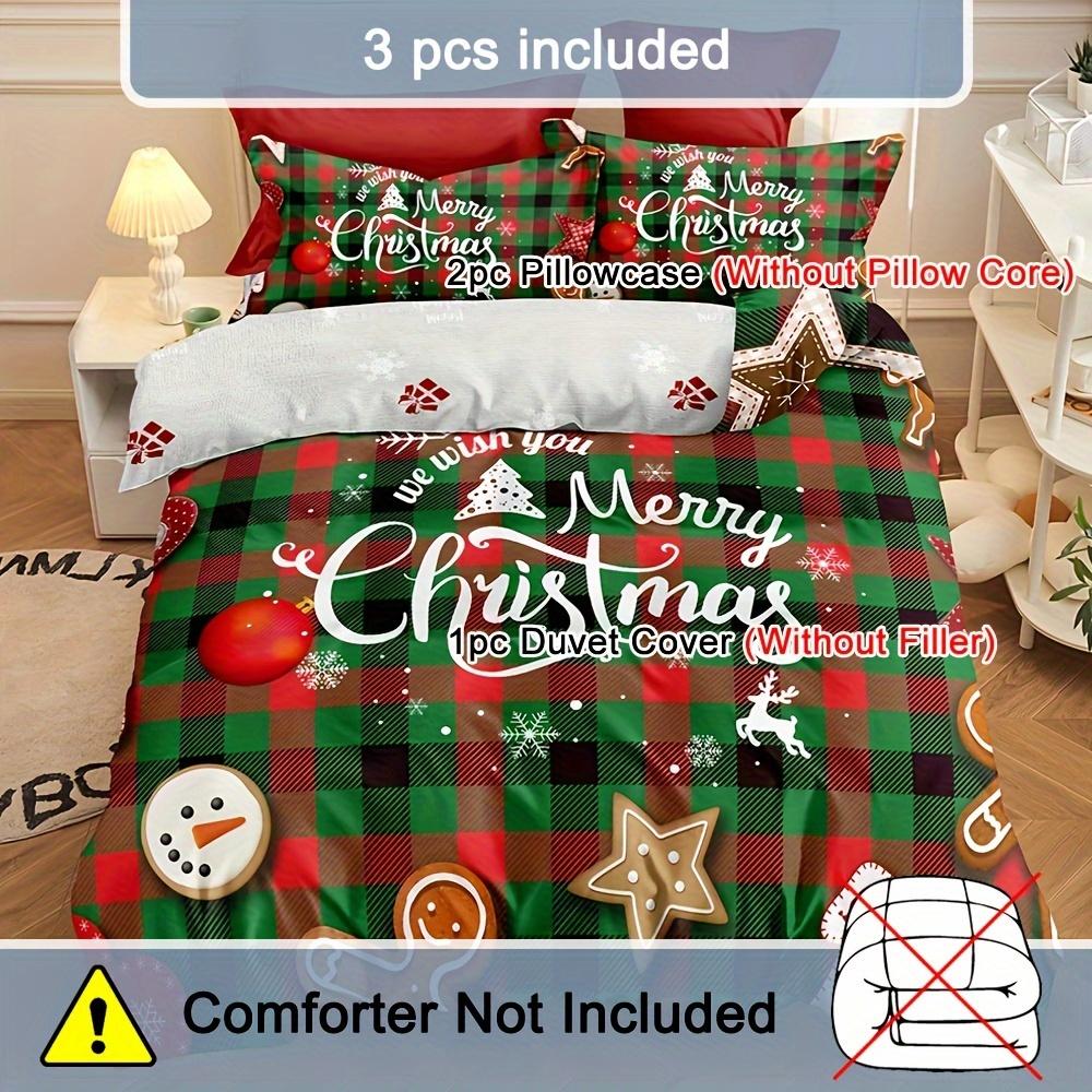 Christmas Theme Duvet Cover Set Christmas Tree Snowflake Print Bedding Set Soft Breathable Duvet Cover For Bedroom Decor