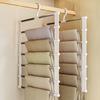 6 Layers Stainless Steel Pants Hanger Space-Saving Trousers Rack  Foldable Wardrobe Jeans Leggings Scarf Closet Organizer