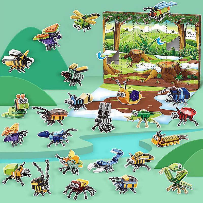 24days Christmas Countdown Advent Calendar Insect Building Blocks For Kids Xmas Toys Gifts
