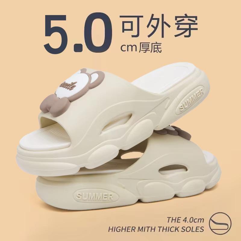 2024 New Summer Thick Sole Slippers Sandals for Women Non-Slip Soft Cartoon Design Home Comfort