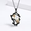 Ladies Inlaid Pearl Pendant Two-Color Pendant Necklace Black Gold Sweater Chain Necklace Women'S High-Quality Copper