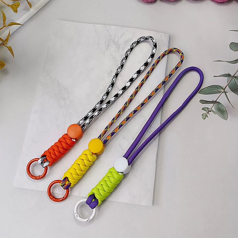 1Pc Color Combination Knot Mobile Lanyard Creative Short Braided Lanyard Mobile Phone Case Key Ring Can Be Detachable Anti-Loss