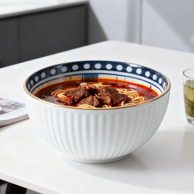 Huaqingge 6.6-inch  Today Happy  Ceramic Deep Noodle & Soup Bowl
