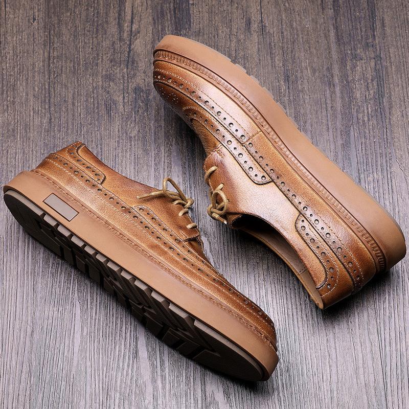 Leather Brock Men'S Shoes Trend British Casual Leather Shoes Retro Tooling Shoes