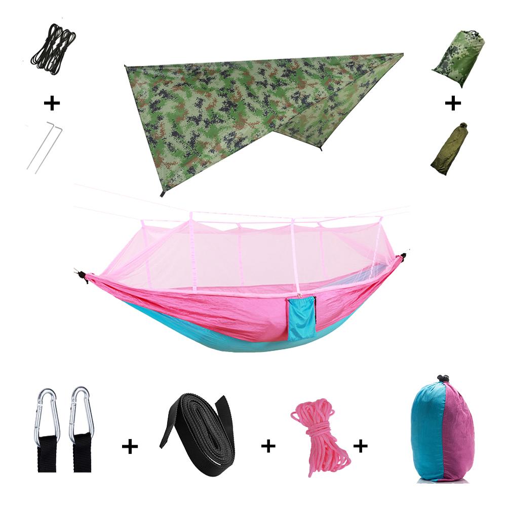 Anti Outdoor Camping Hammock With Mosquito Net And Rain Tent Equipment Supplies Shelters Camp Bed Survival Portable Hammock Soft and Comfortable