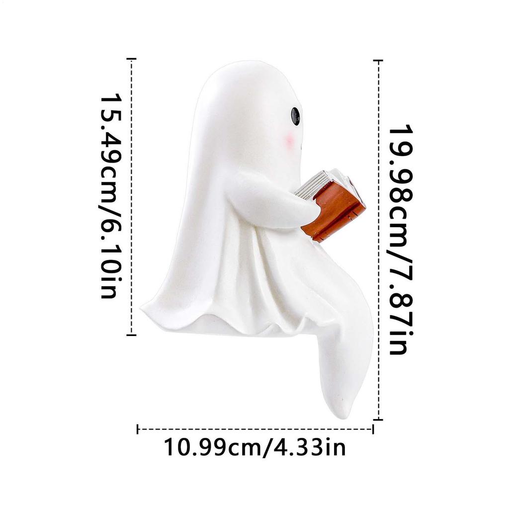 Ghost Reading Lantern Lighted Ghost Figurine Halloween Resin Figurine Tabletop Centerpiece For Bedroom Study Bookshelf Kid's
