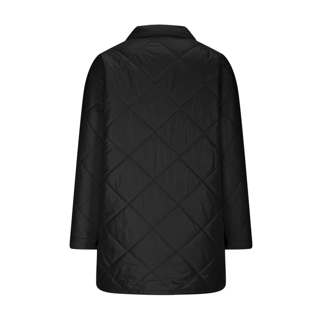 Women's Loose Casual Solid Color Medium Long Diamond Down Cotton Jacket, Bread Jacket