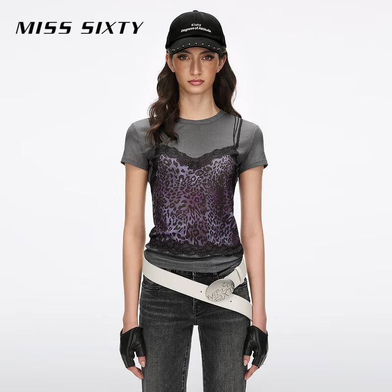 MISS SIXTY 2026 Spring Lace Leopard Illusion Layered T-Shirt M