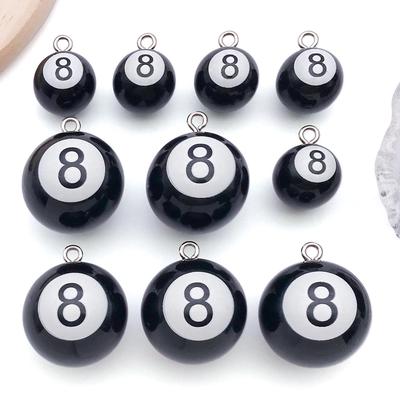 Acrylic Black 8-Ball Pendant Keychain for Bags & Clothing - Billiard Room Ornament & Gift